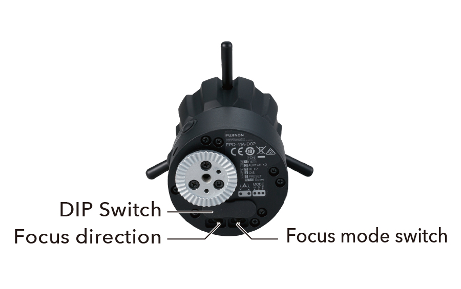 [photo] Digital Focus Demand DIP switch, focus direction, and focus mode switch