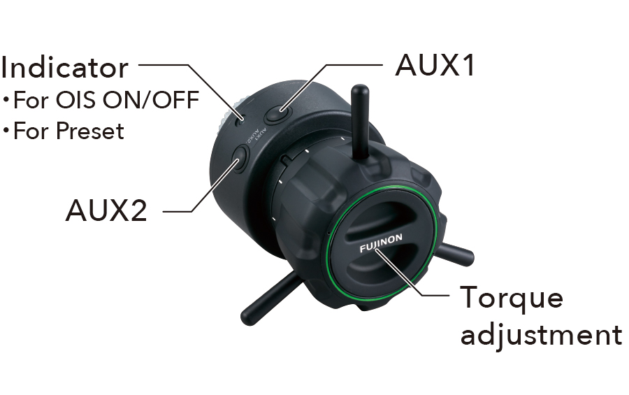 [photo] Digital Focus Demand Indicator lights, auxiliary 1 & 2, and torque adjustment