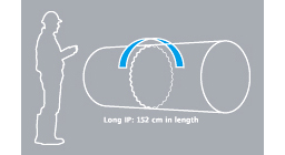 [image] Clipart of a man inspecting welded pipe joints with a counter clockwise blue arrow over it.
