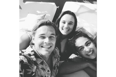 Image of three persons with Monochrome filter applied