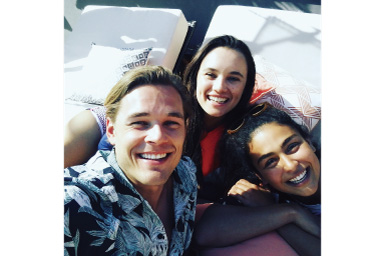 Image of three persons with Cornelius filter applied