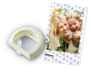 Image of Close-up lens attachment and photo of young woman and child smiling