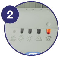 Zoomed in image showing how to adjust the dial to the lit position - Step 2