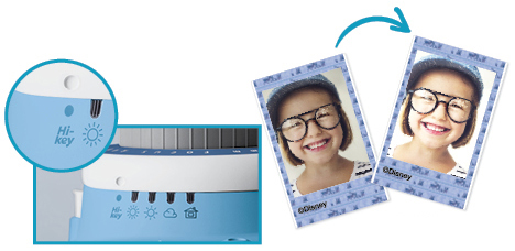 Zoomed in image of High-Key Mode feature and photo of a girl smiling