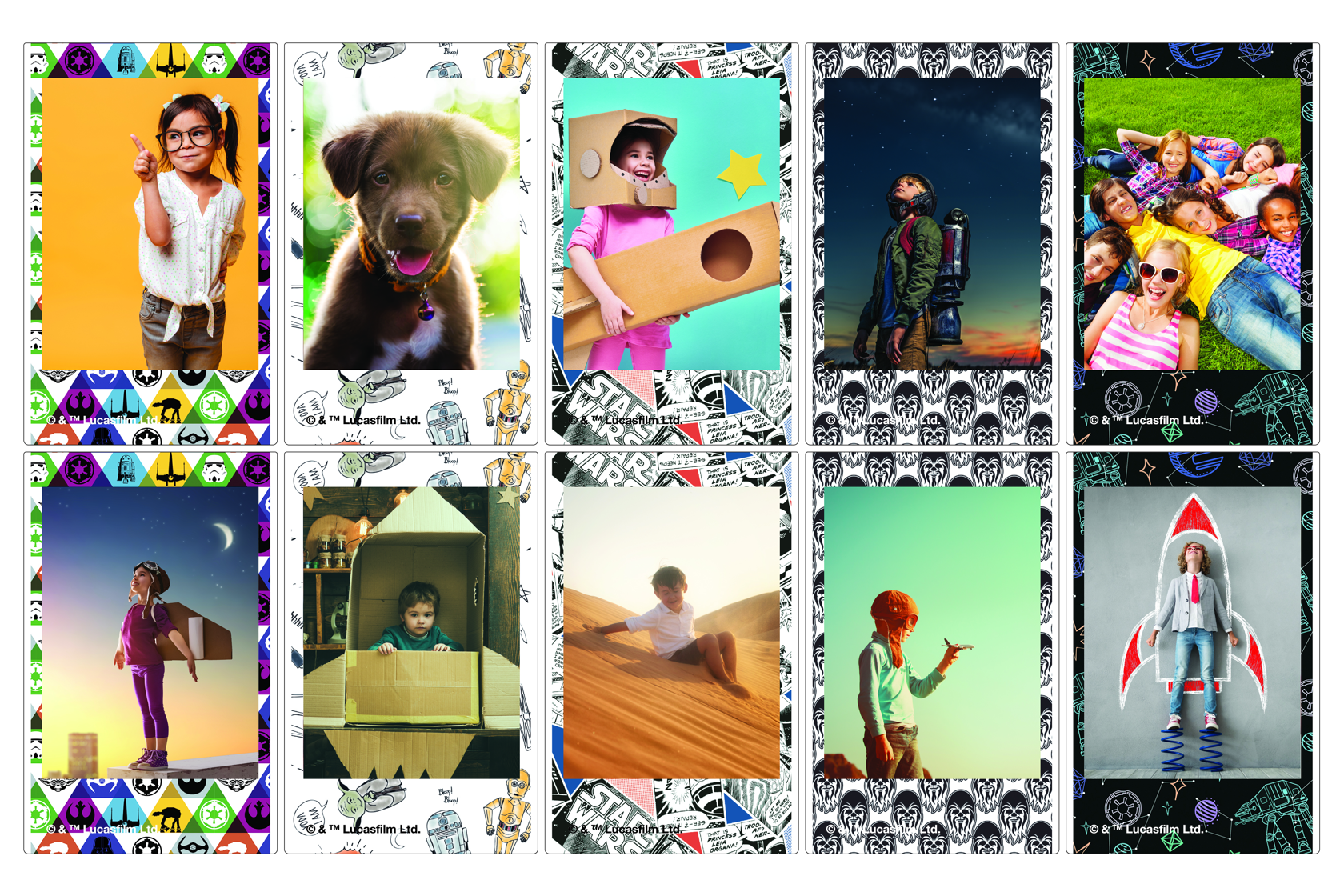 Tile of kid or pet photos on INSTAX Mini Star Wars Film