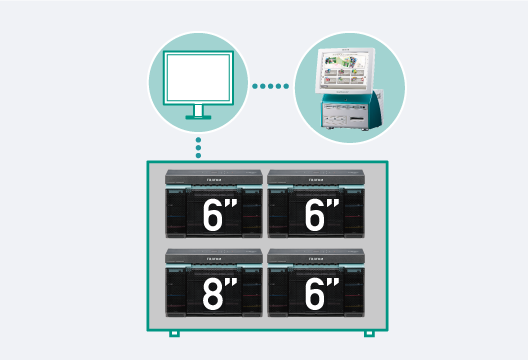 By connecting 2 to 4 units, you can achieve processing capability equivalent to an Inkjet Minilab with a small initial investment.