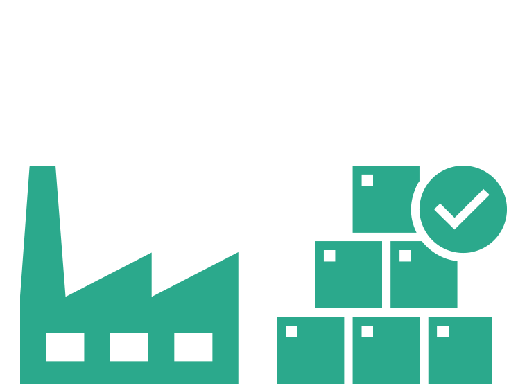 icon of a factory and packages delivered