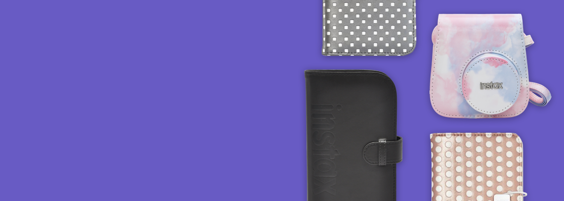 purple banner with multiple different accessories