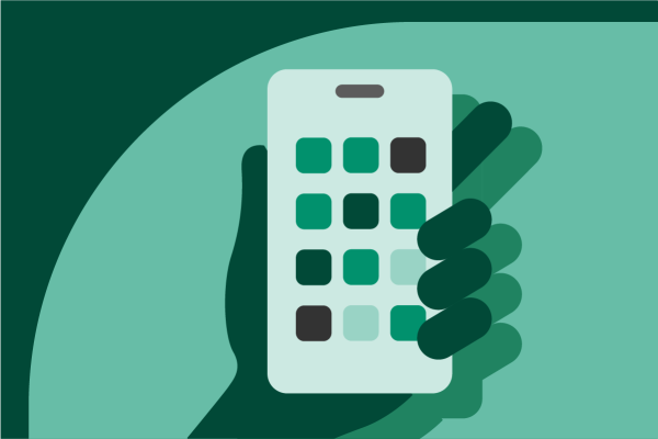 graphic of a hand holding a smartphone