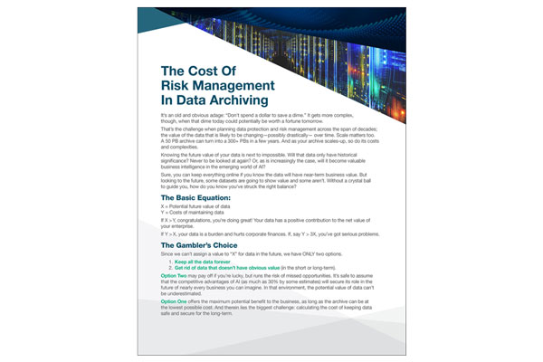 The Cost of Risk Management in Data Archiving