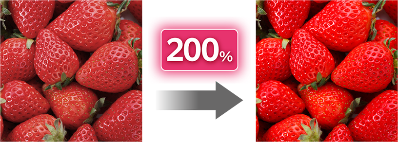 Image of strawberries showing improved red color reproduction.