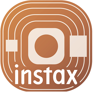 [logo] instax mini LiPlay™ logo with the Instax text in white at the bottom of a rounded square with internal lines