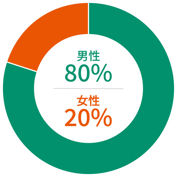 男性80% 女性20%