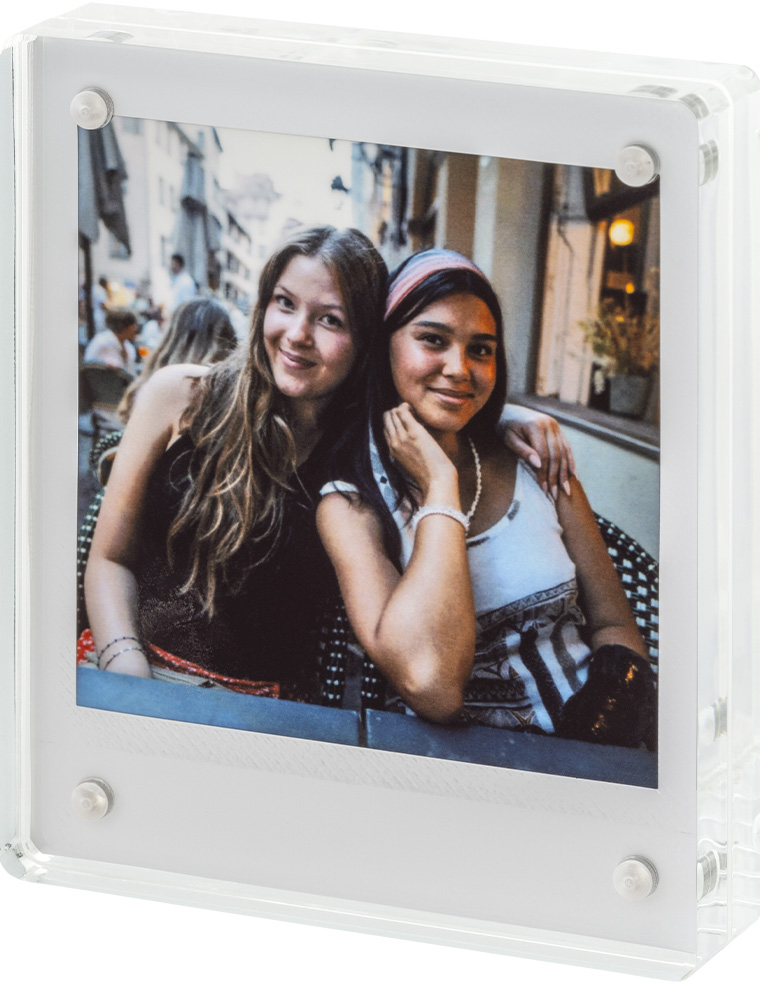 instax™ print displayed in the acrylic frame